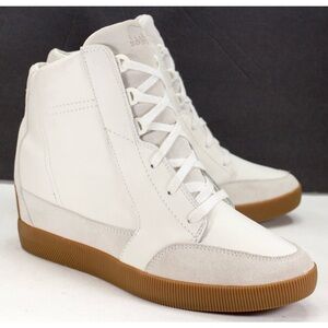 SOREL Out N About Womens US 11 White Gray Wedge Waterproof Boots Lace Up Shoes
